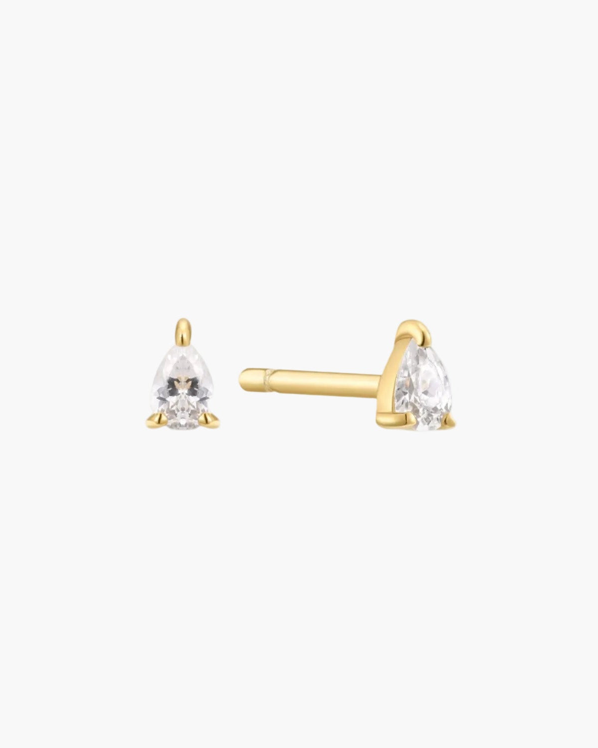pear drop stud earrings in gold vermeil