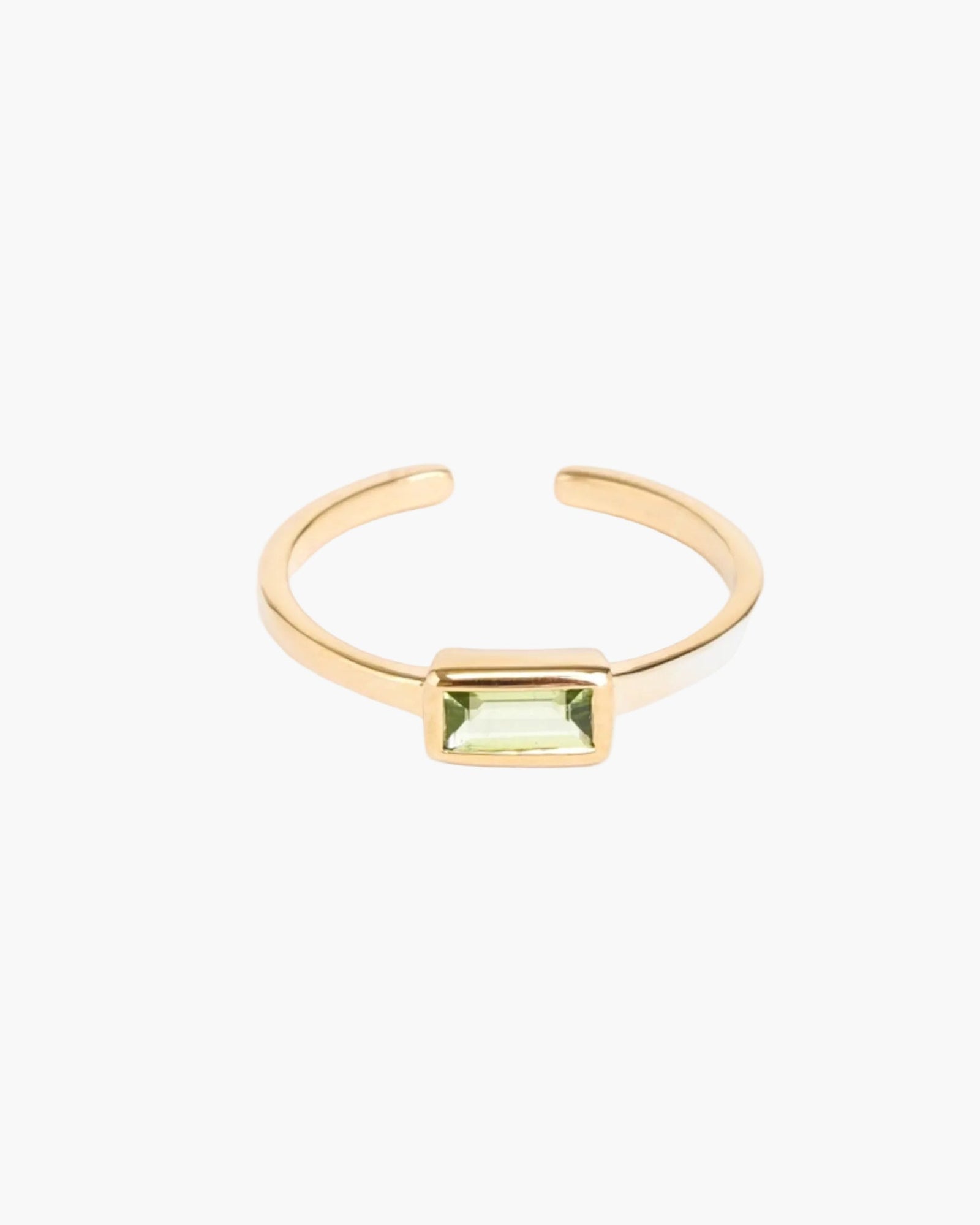peridot baguette ring in vermeil gold