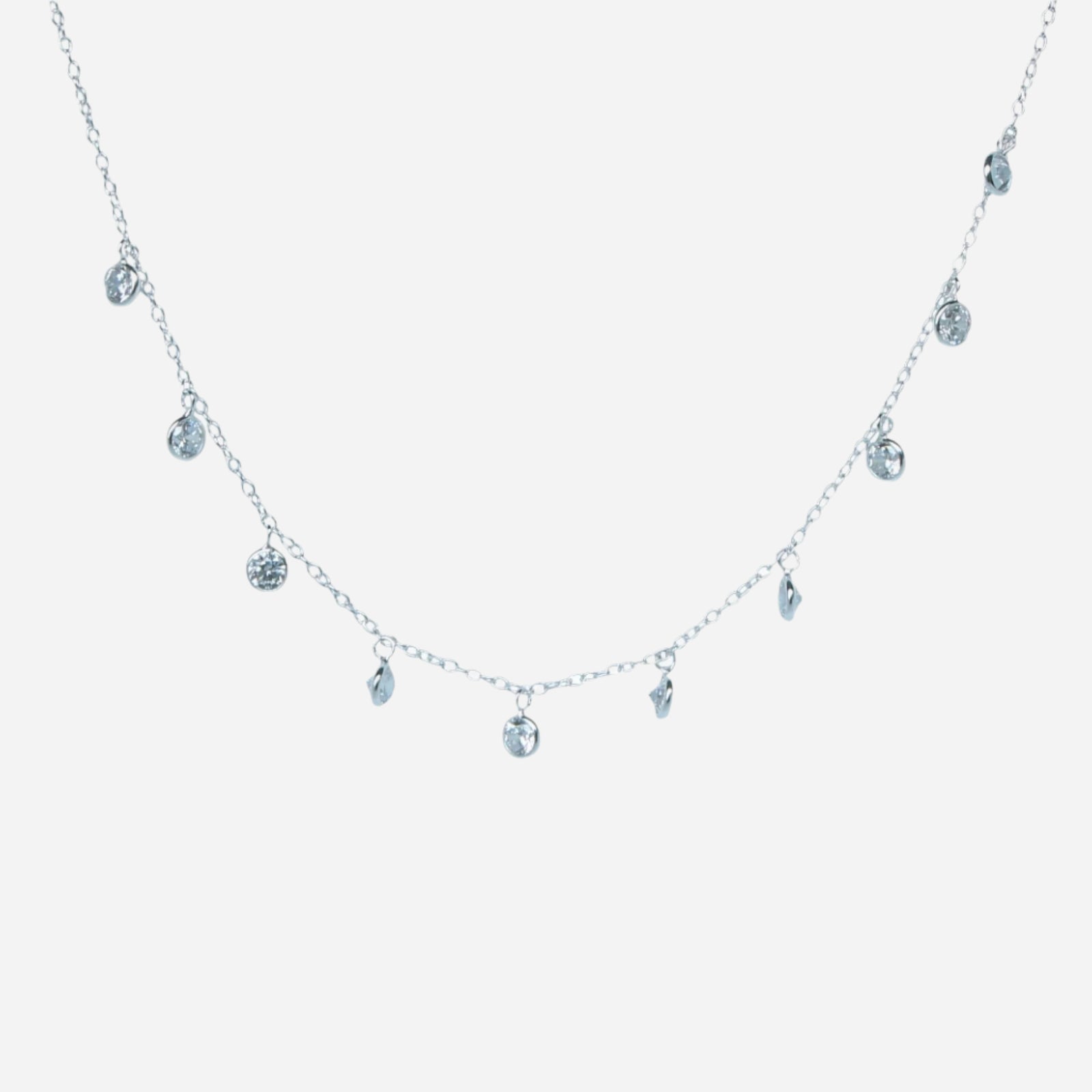 diamond sparkle charm choker necklace in silver 
