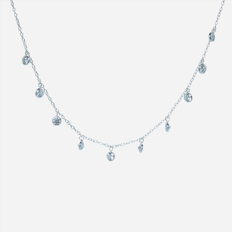 diamond sparkle charm choker necklace in silver by Karma Links Jewellery