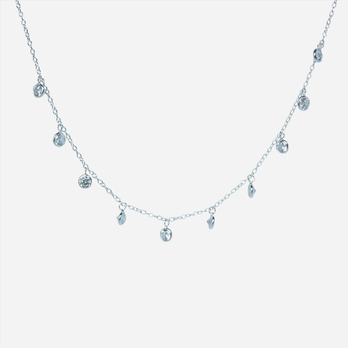 diamond sparkle charm choker necklace in silver 