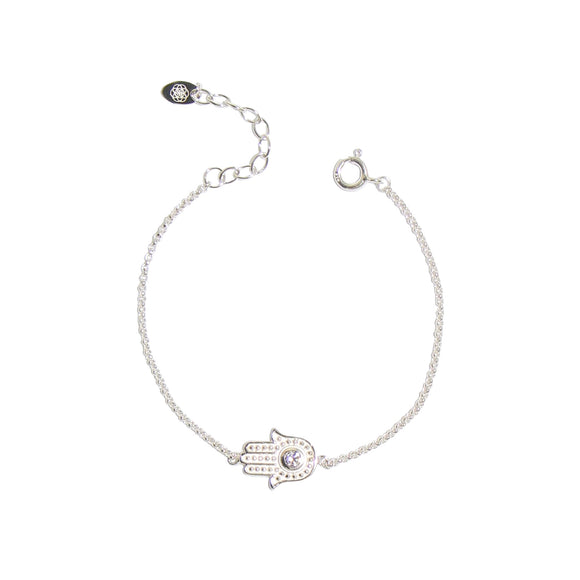 silver sparkling Hamsa Hand bracelet
