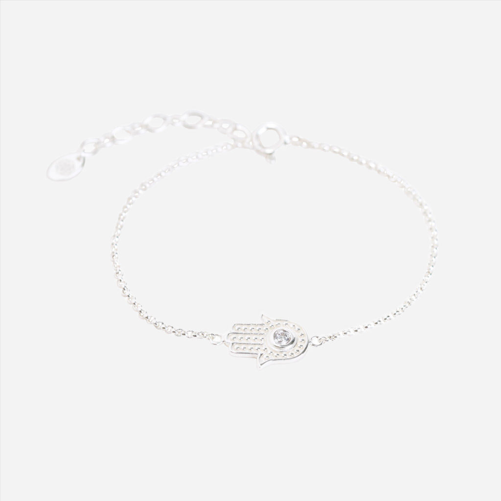 silver sparkling Hamsa Hand bracelet