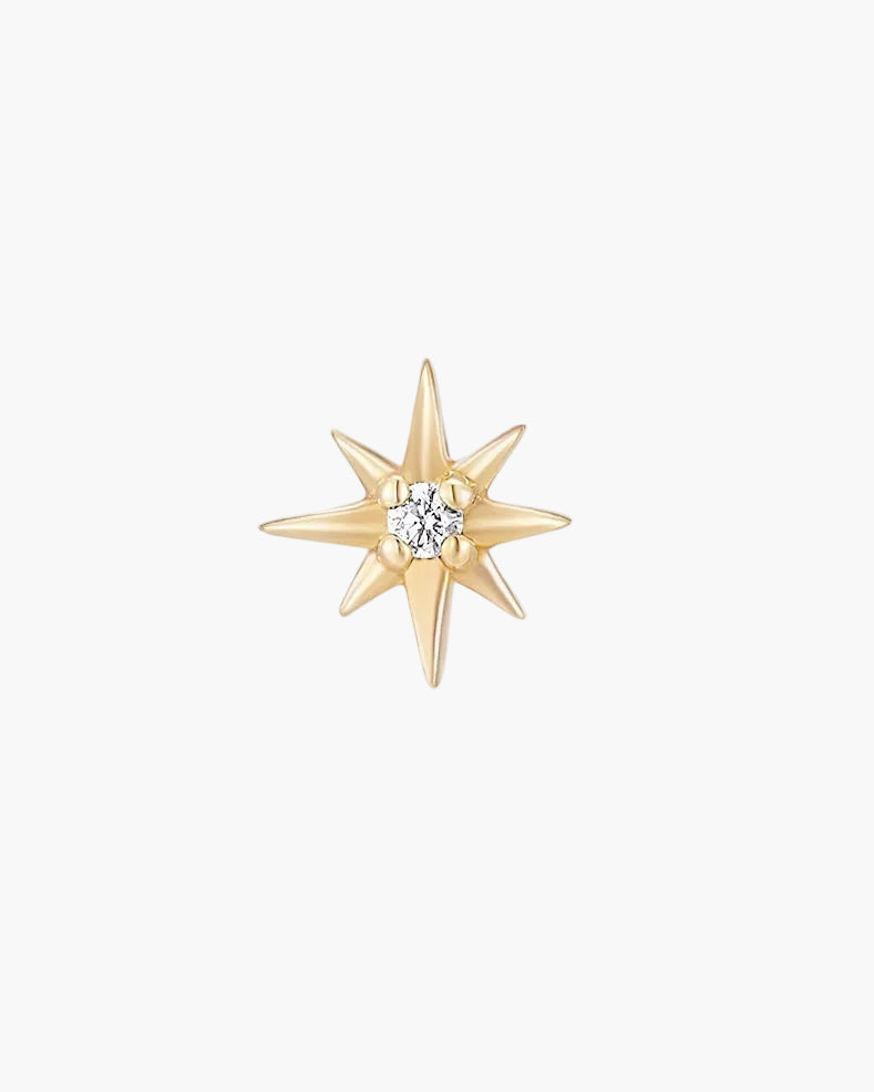 solid gold diamond starburst - single stud