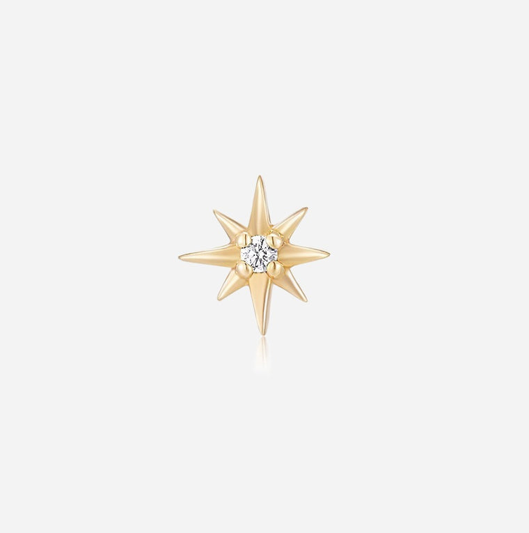 solid gold diamond starburst - single stud