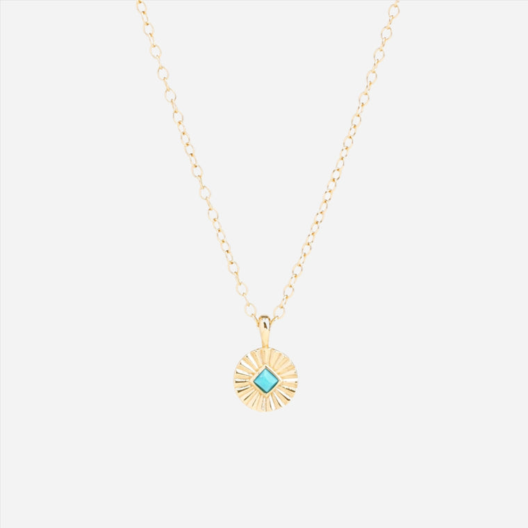 Soleil charm necklace with Turquoise